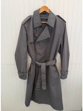 Men's Charcoal Double-Breasted Trench Coat